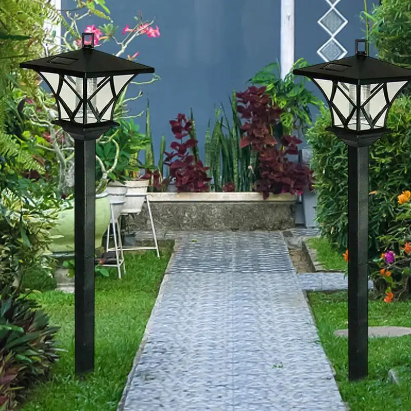 Solar Post Light Outdoor Pole Light Fixture Vintage Garden Light Floor Lamp Outdoor Post Lights For Garden Patio Pathway Yard