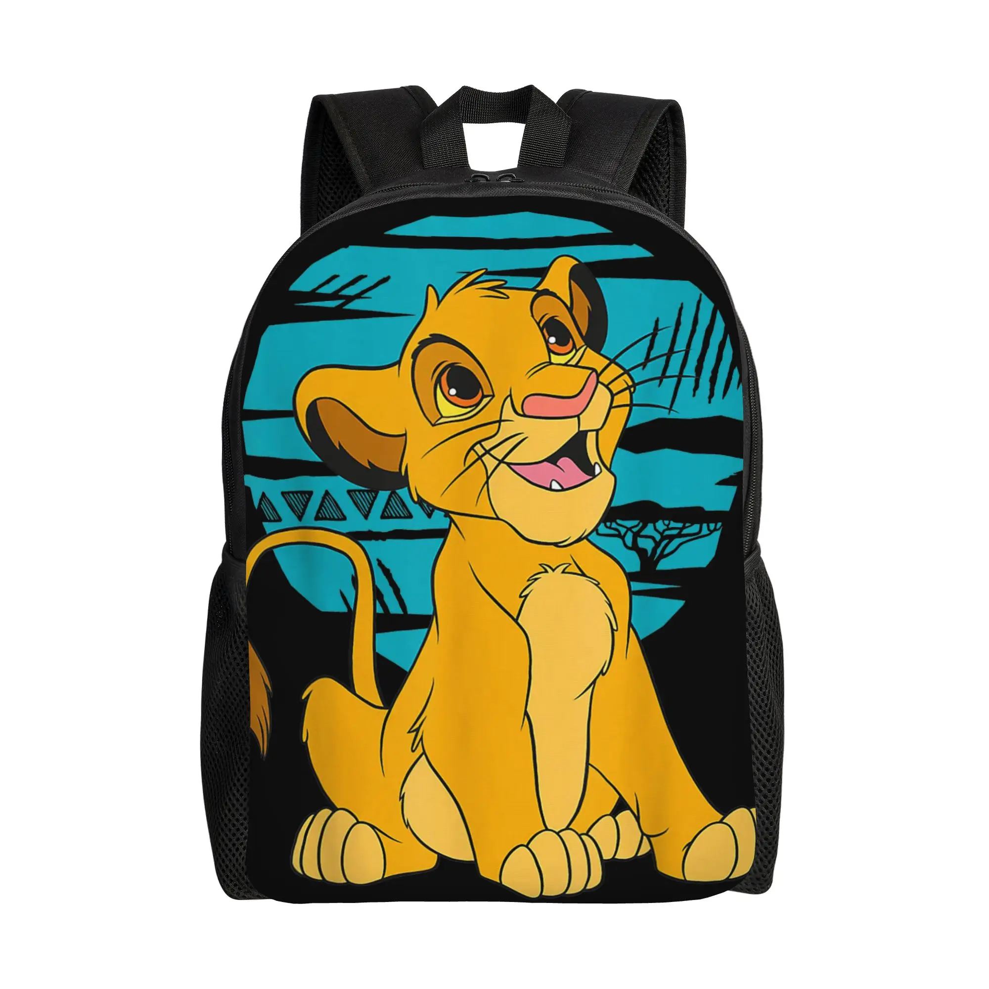 

Рюкзак «Король Лев» для мужчин и женщин, повседневный, студенческий, для походов, путешествий, молодежный, с изображением Симбы, синий, для ноутбука, на плечо, для активного отдыха