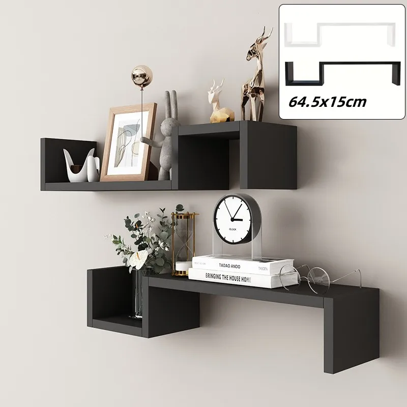 S-förmiges schwebendes Wandregal Schwarz/Weiß Modernes minimalistisches schwebendes Bücherregal Wandmontiertes Aufbewahrungsregal Zimmer Büro Heimdekoration