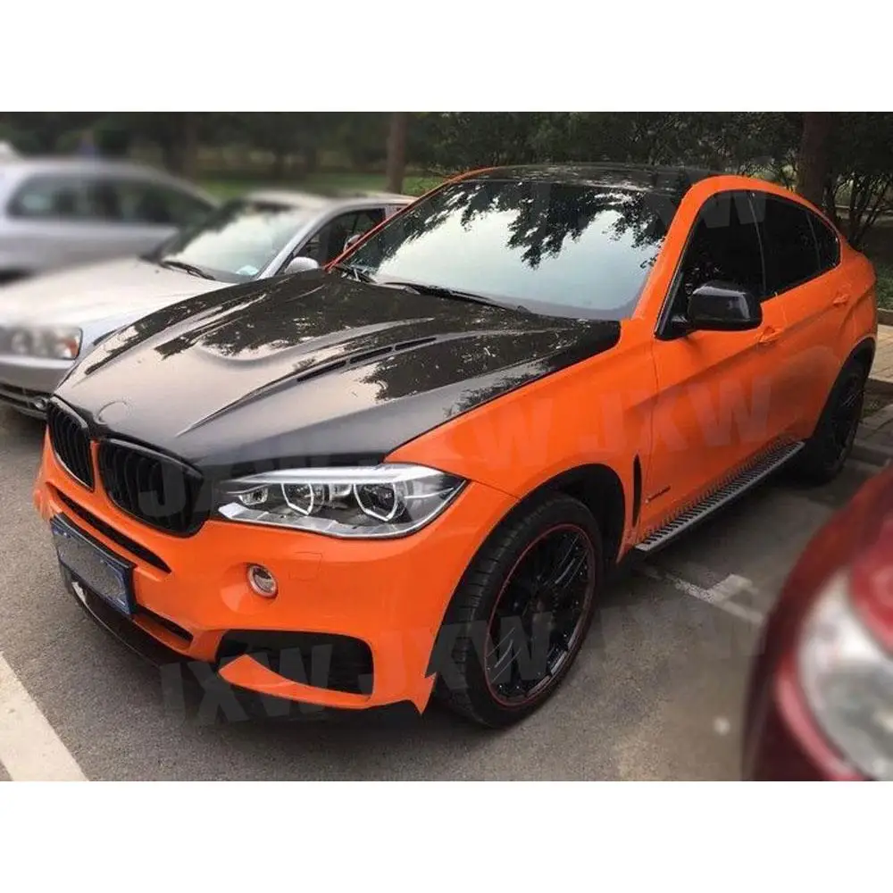 Real Carbon Fiber Front Engine Hood Vent Cover For BMW X5 X6 2007-2013 Car Bonnet Cap Styling