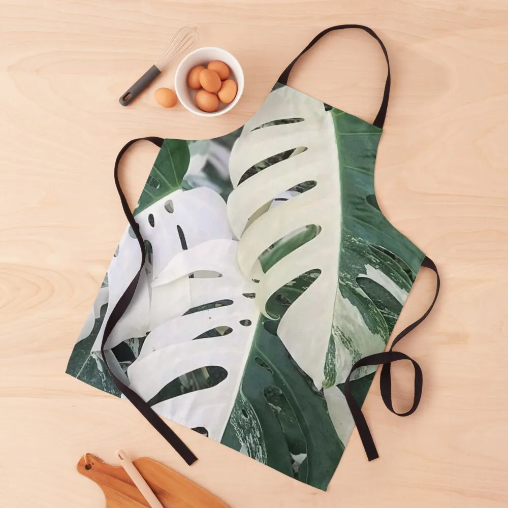

Variegated Monstera Albo Borsigiana, Half Moon Leaves Apron men's barbecue Home And Kitchen Apron