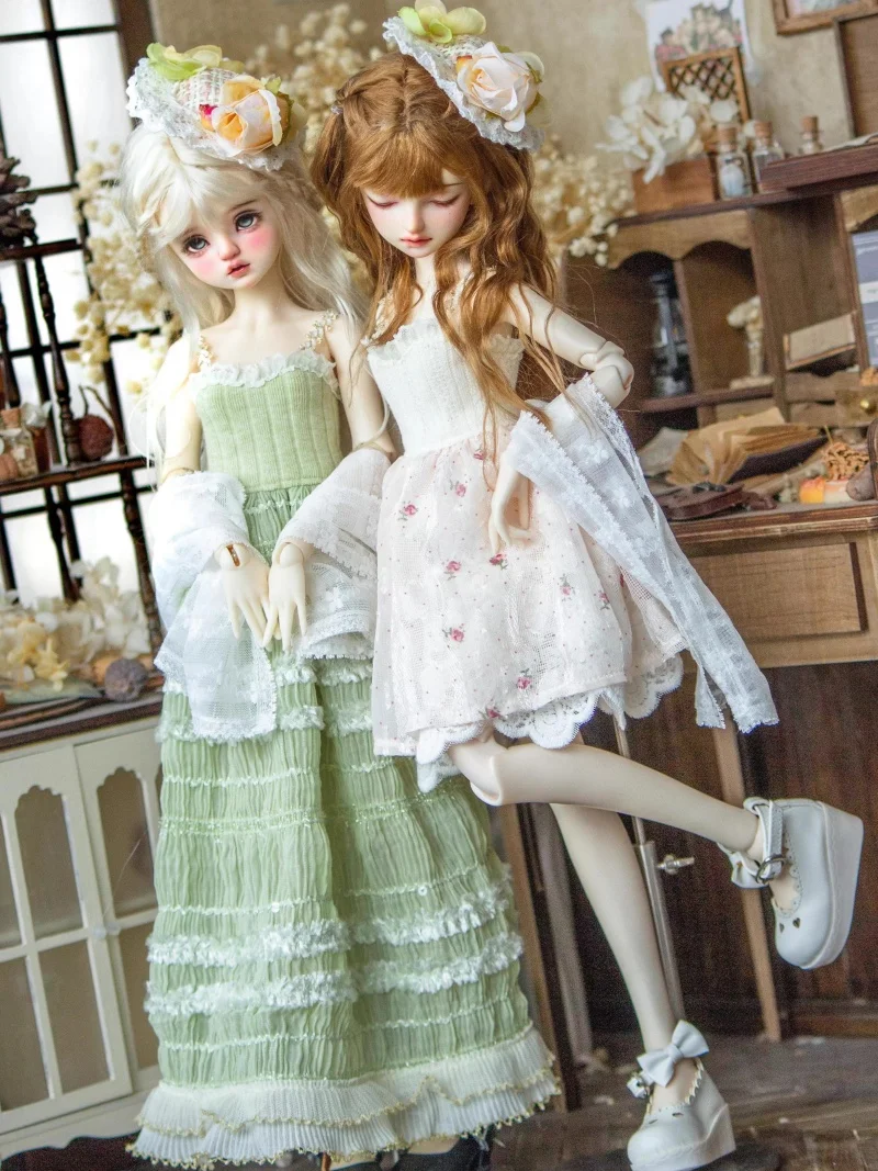 

Одежда для кукол bjd подходит для размеров 1/6, 1/4, 1/3, вязаные платья с лямкой на шее, шали, соломенные шапки с цветами, аксессуары для кукол