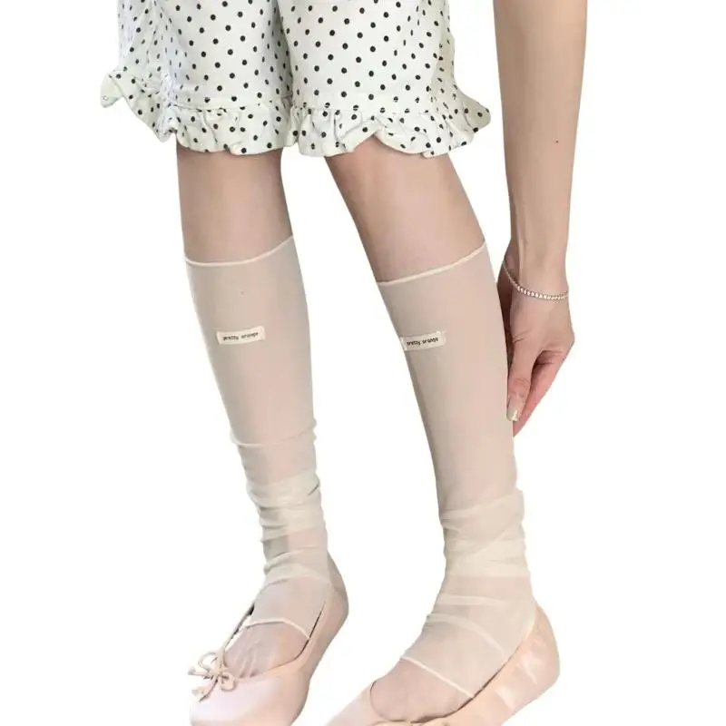 Dünne Netz-Beinstulpen für Damen, Sommerliche Fußabdeckung, Wadensocken, Süße Ballett-Stil Beinwärmer – Detail 7