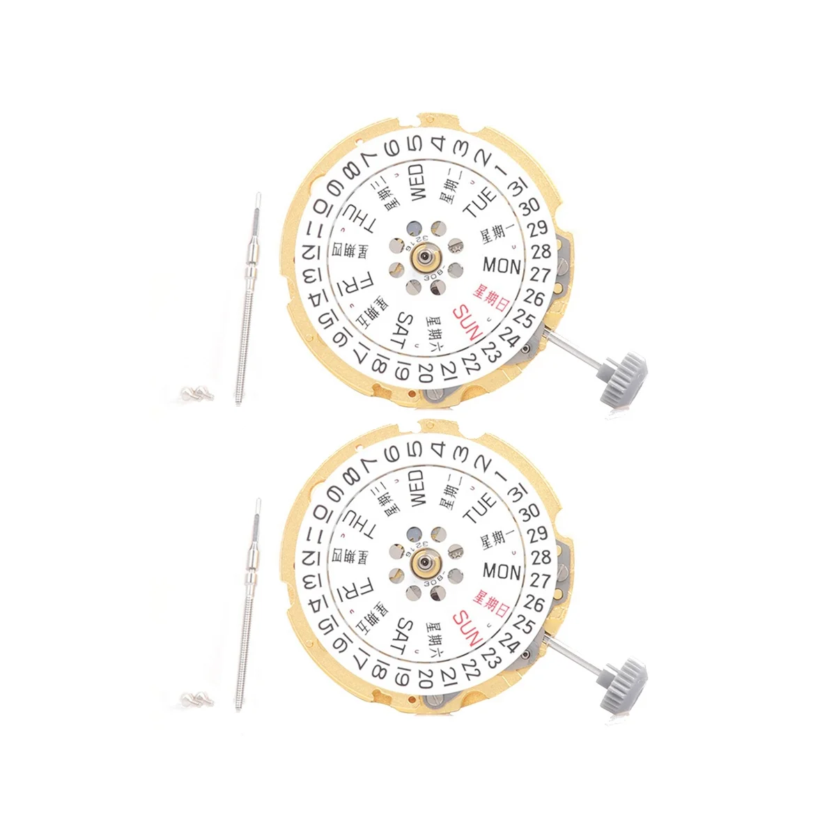 

2PCS 8200 Movement Watch Movement Automatic Mechanical 21 Jewels Gold Double Calendar Watch Repair Accessories