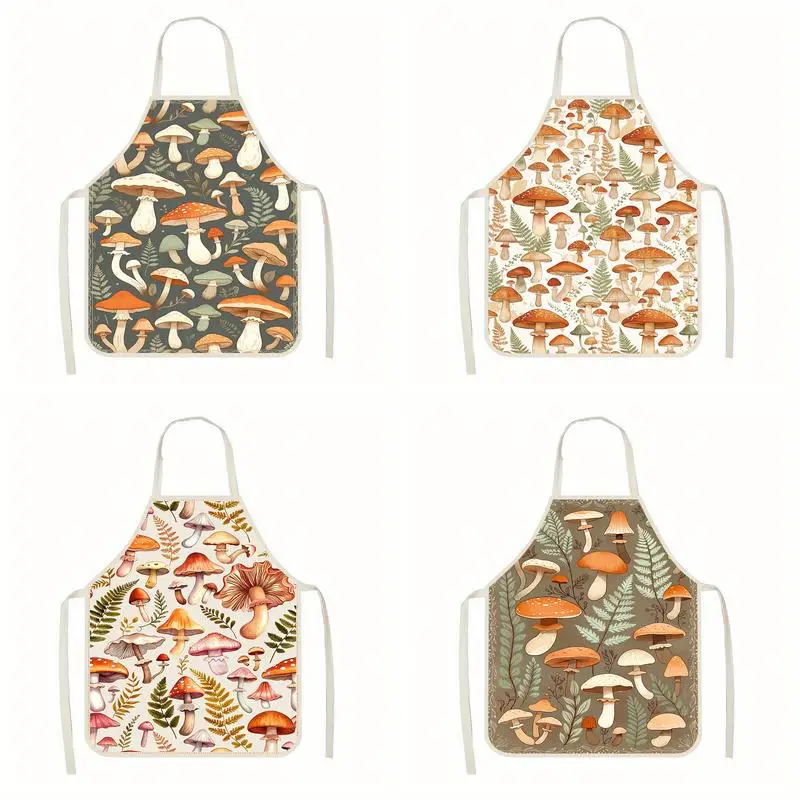 

Whimsical Mushroom Aprons Linen apron, suitable for kitchen cooking, parent-child interaction, painting and other scenarios