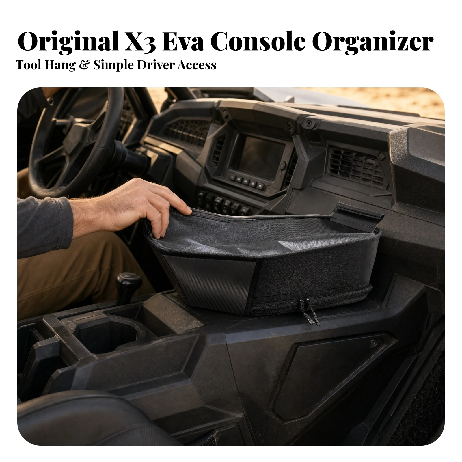 BRP Renegade X3 Center Console Storage Bag Rugged Center Console Storage Bag with Zippered Compartment Semi-Rigid Low-Profile