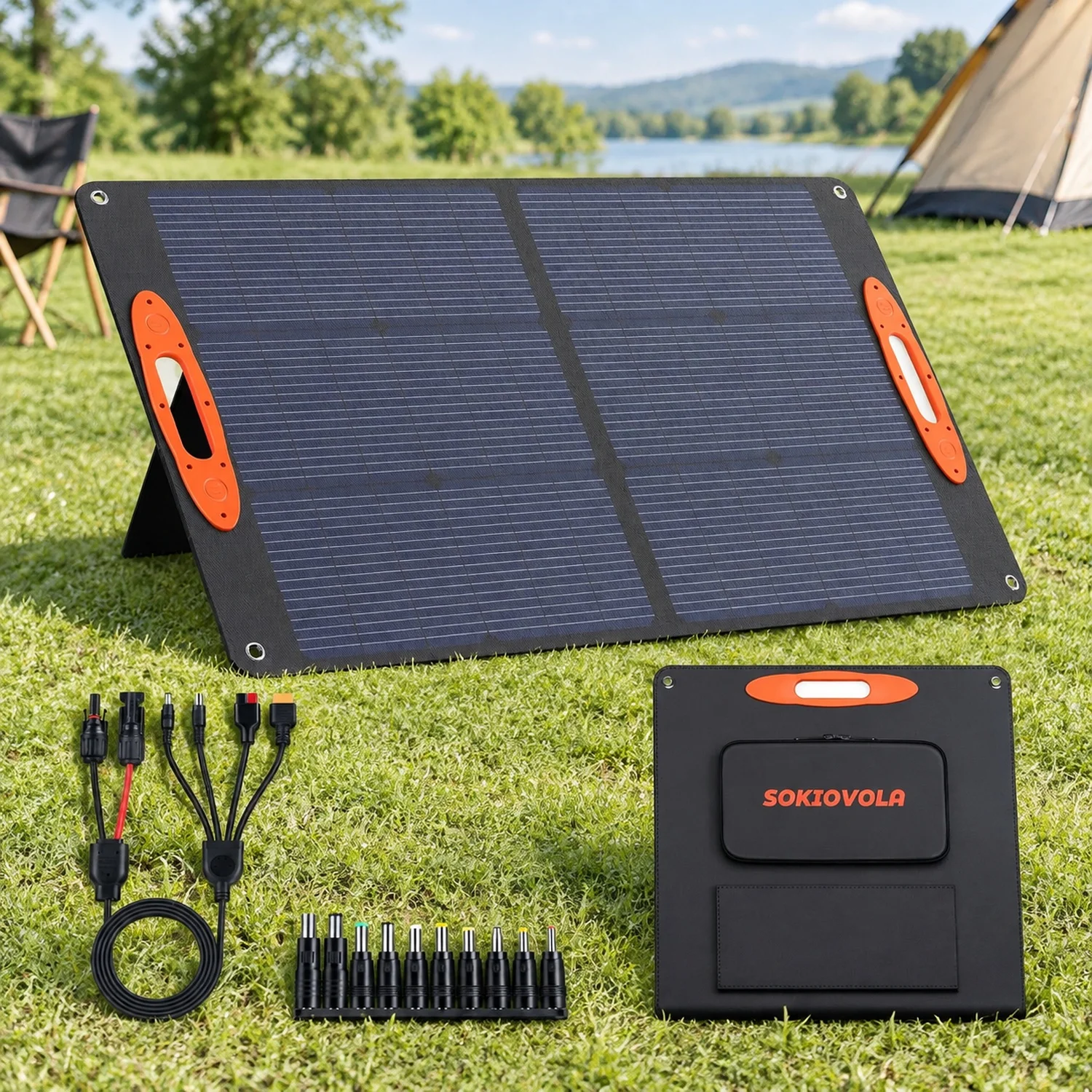 N-Type 16BB 100W Portable Solar Panel 18V Mono ETFE Foldable,25% High Efficiency IP68 Waterproof for Camping Outdoor RV Blackout