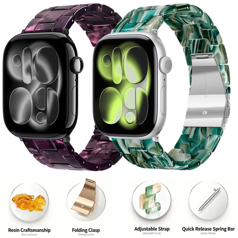 Harzarmband für Apple Watch Ultra 3 2 1 49 mm 11 10 42 mm 46 mm Luxus-Gliederarmband Armband iwatch 9 7 8 6 5 SE3 45/41 mm 40/44 mm
