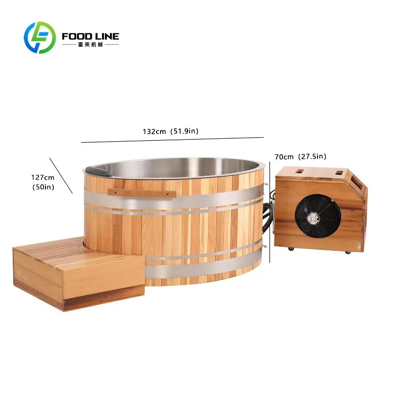 Customized New Style Cold Tub with Chiller and Filter Ozone Outdoor Ice Bath Chiller 1hp for Villa