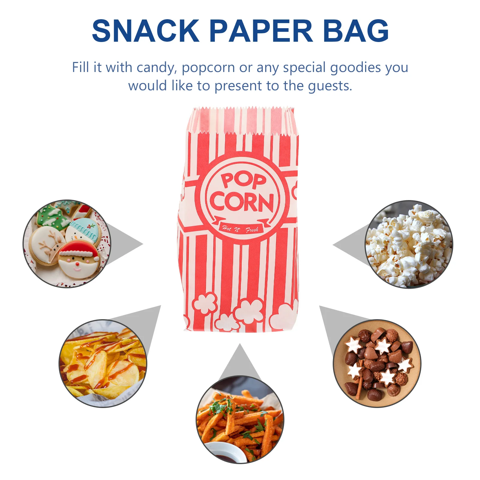 100 Pcs Packaging Bags Greaseproof Paper Treats Sticker Popcorn Mini Containers Bulk Individually Wrapped Child