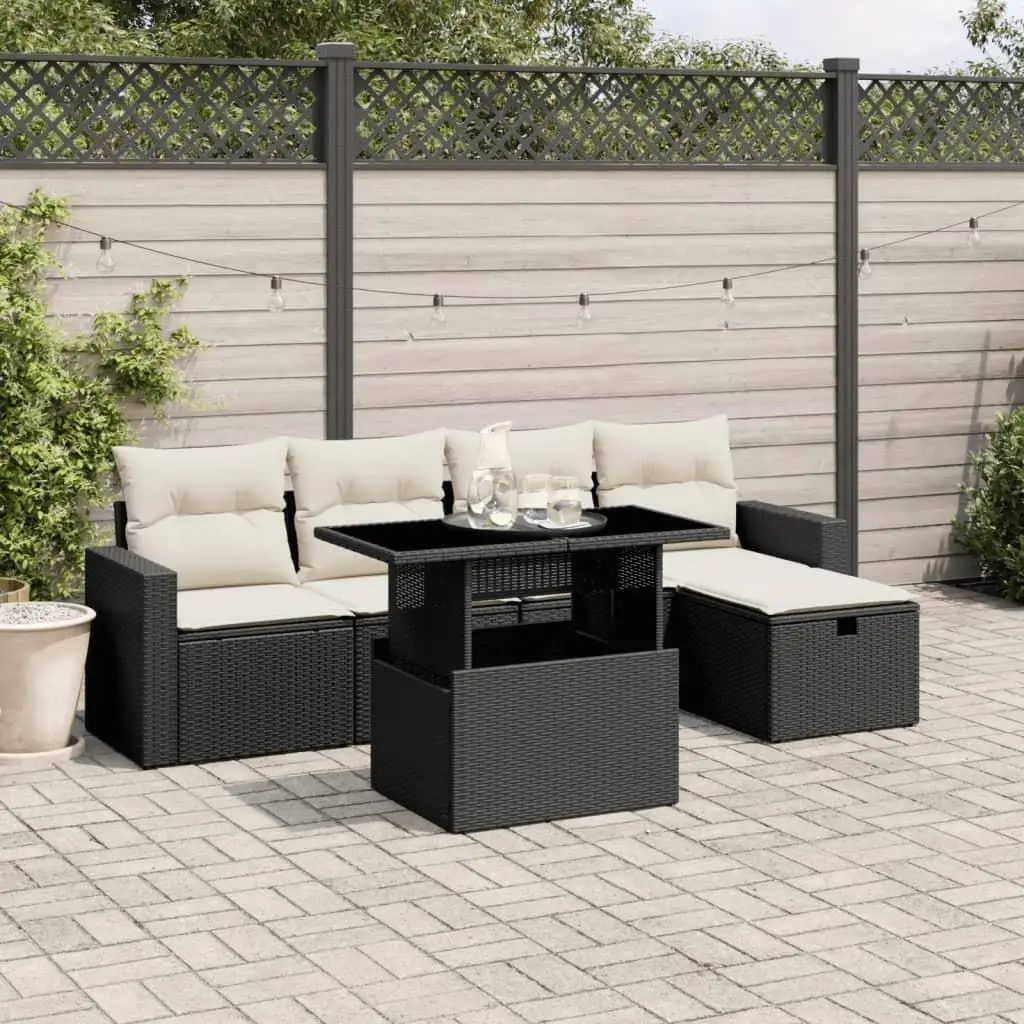 

Garden Sofa Set Black PE Rattan with Large Adjustable Armrests Comfortable Outdoor Furniture for Patio Yard and Balcony