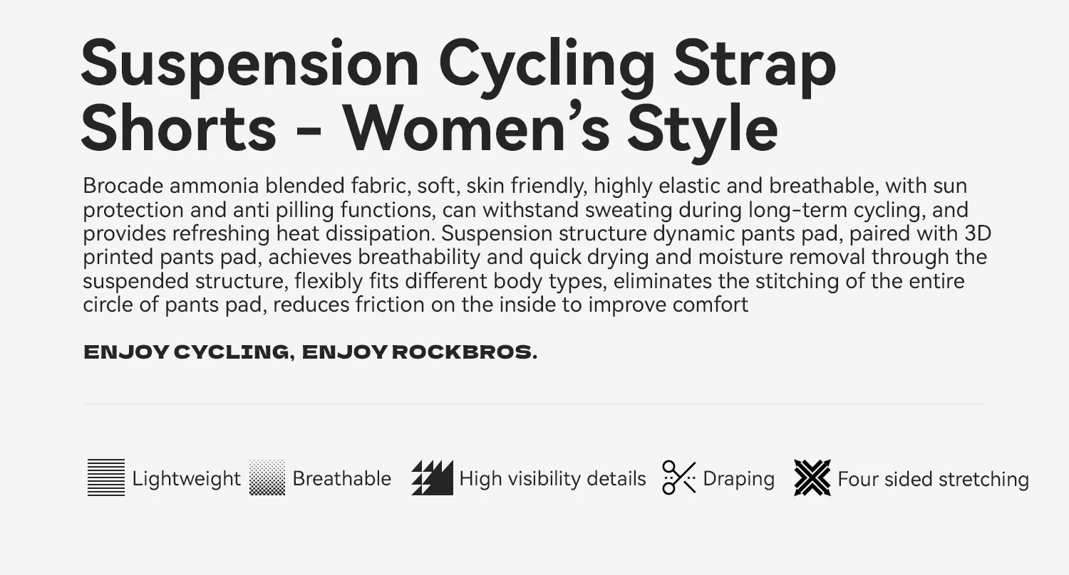 ROCKBROS Damen Radsport-Trägerhose Hochelastische 3D-Suspension-Radshorts Leichte Atmungsaktive Antibakterielle Radhose – Detail 3