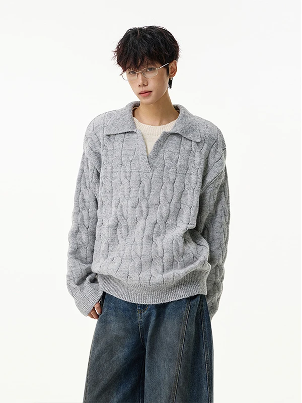 

Loose Knitted Wool Sweater V-Ne Casual Sle for Men And Women Autumn Winter Thi Long Sve Tassel Knitwear Faion Brand