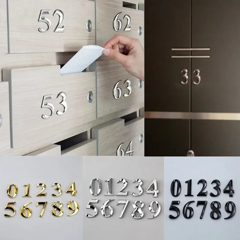 Strong Self Adhesive Door Number Sign 0 to 9 3D Number Digit Apartment Hotel Office Door Address Street Number Sticker Plate Tag