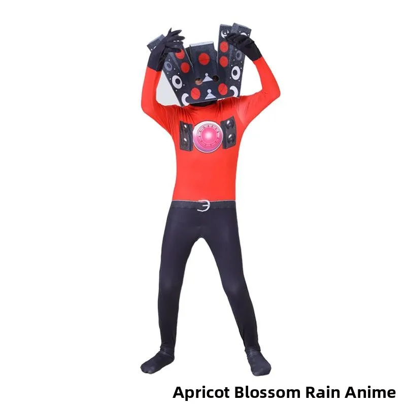 زي تنكري لهالوين على شكل سكيبيدي5، بدلة للأطفال على شكل رجل الشاشة ضد رجل المرحاض، زي ضيق قطعة واحدة للعروض المسرحية