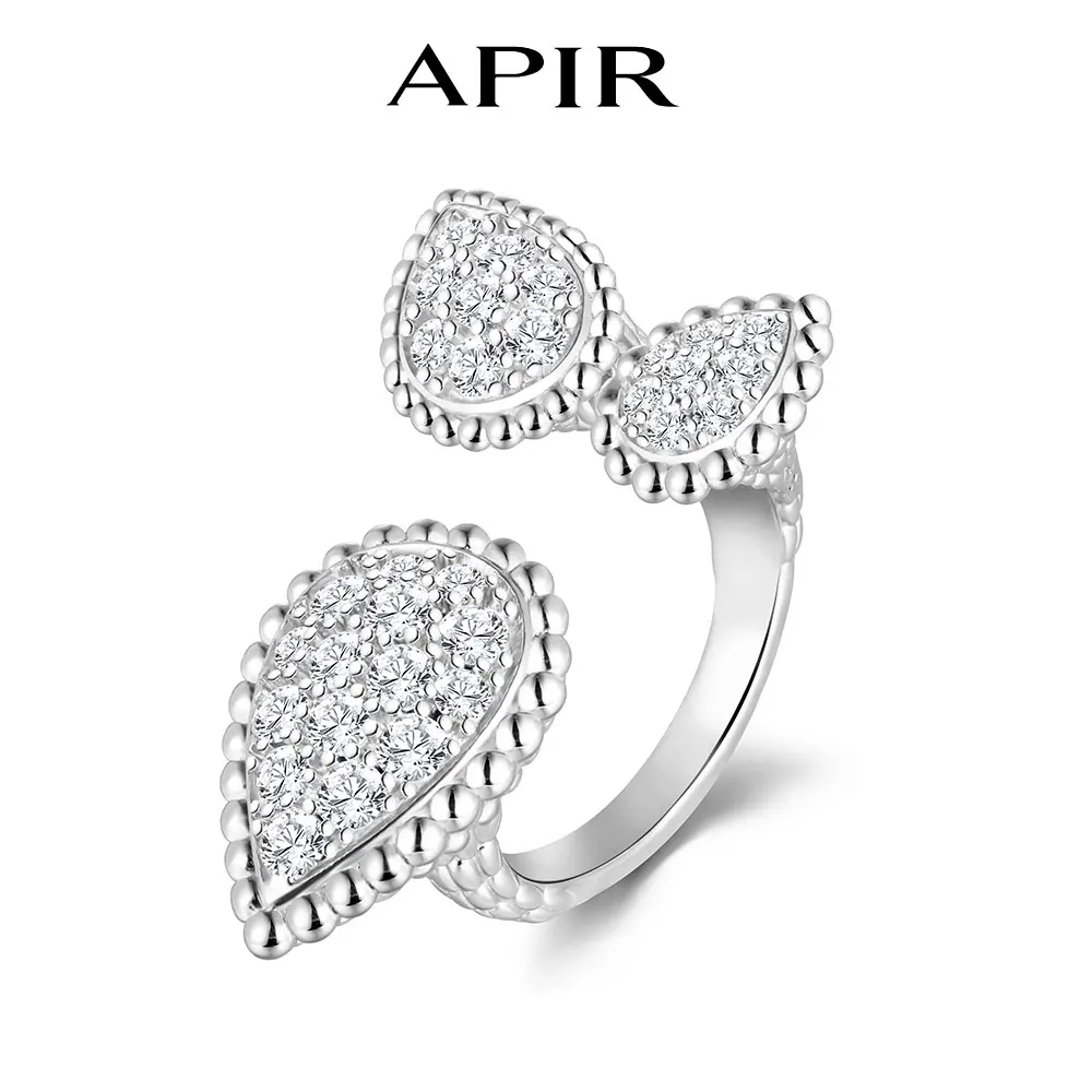 

APIR Bohemian Style 5A Zircon Waterdrop Ring for Women Adjustable Water Drop Shape Design Ring Party Wedding Luxury Jewelry