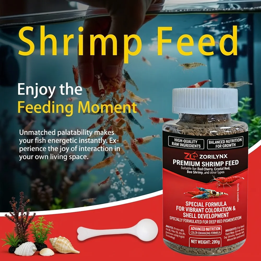 Alimento Nutritivo para Camarones, Obleas de Espirulina, Pellets de Alta Proteína que se Hunden, para Camarones de Acuario Crystal Red Cherry Dwarf, ZORILYNX