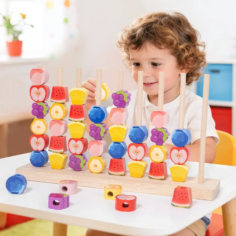 

Right Right Touch Colorful Big Wooden Abacus Bead Sequencing Game Pair Matching Interactive Beads Matching Stacking Board Game
