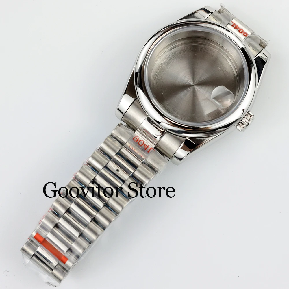 

36mm/39MM NH35 case and presidential Strap For Datejust NH35 NH36 Movement 28.5mm dial Sapphire Glass Soild Steel Watch Case