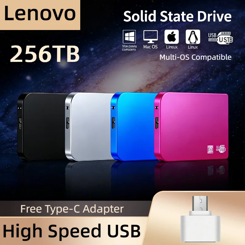 

Внешний SSD-накопитель Lenovo 8 ТБ, USB 3.0, высокоскоростной портативный жесткий диск, 4 ТБ, 2 ТБ, твердотельный накопитель для ноутбуков и ПК, устройство для резервного хранения данных