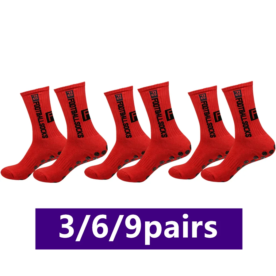 3/6/9pairs unisex non slip grip football baseball breathable towel bottom shockproof professional athletic exercise socks