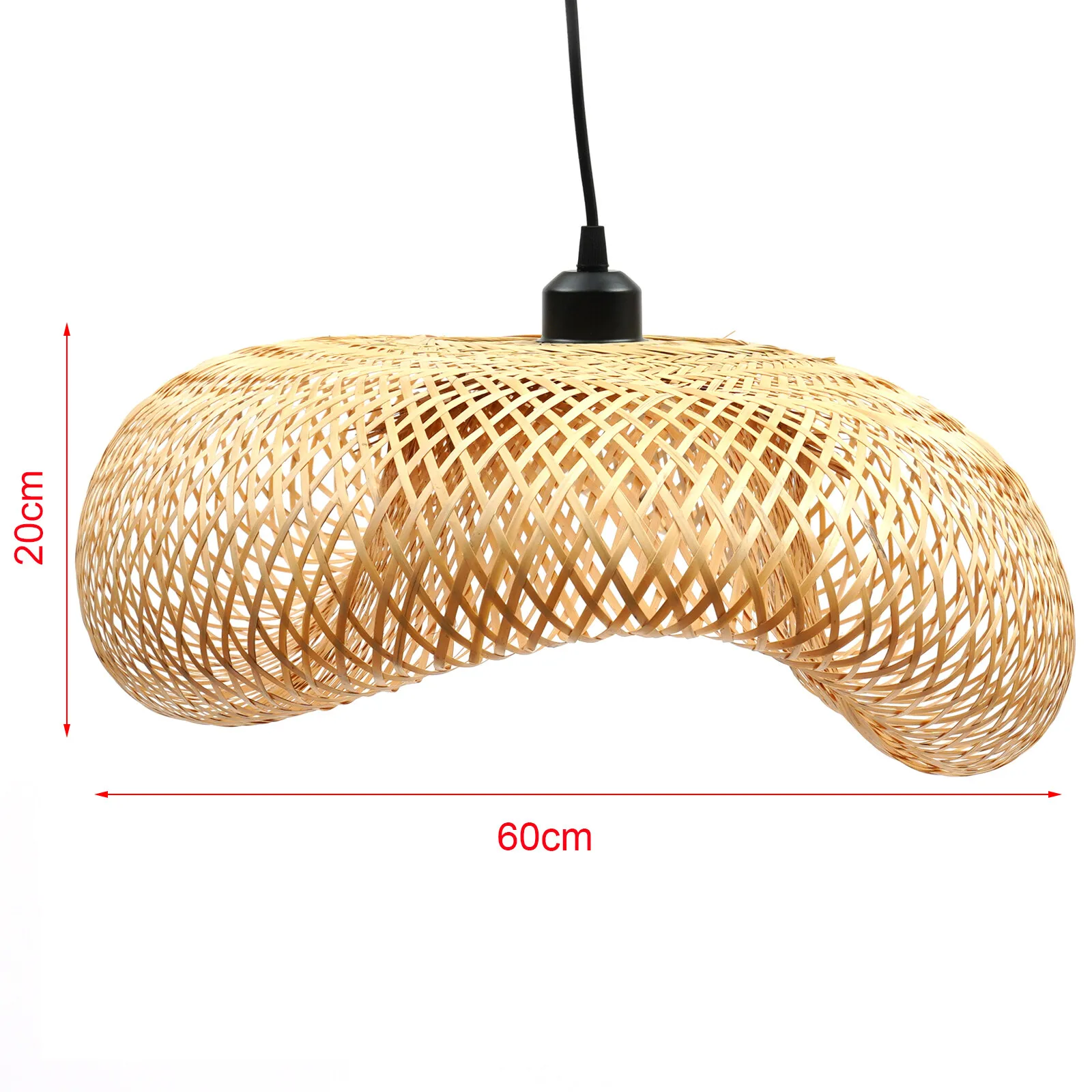 Lampada a sospensione con paralume in rattan e vimini di bambù. Lampada da soffitto a sospensione artistica asiatica