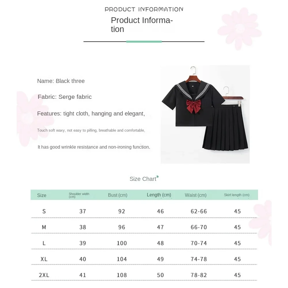 Japanese Uniform Pleated Skirt Set Jk Uniform Black Three College Style Jk Sailor Suit Two Piece Sets Womens Outifits