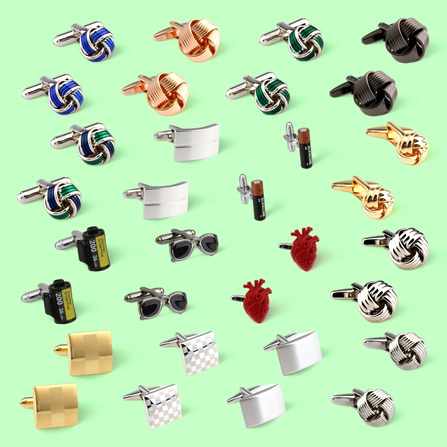 

31 стиля, серебристо-черные, золотые запонки с узлами, мужские запонки в форме сердца с лазерной камерой, 1 пара