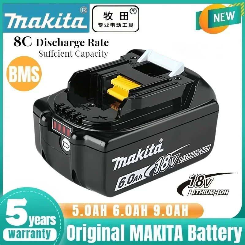 2024 NEW Original Makita 18V 6.0Ah Rechargeable Battery for replacing Makita 18V Power tool DDF487 DGA404 DTW700 DTD173 DHP488