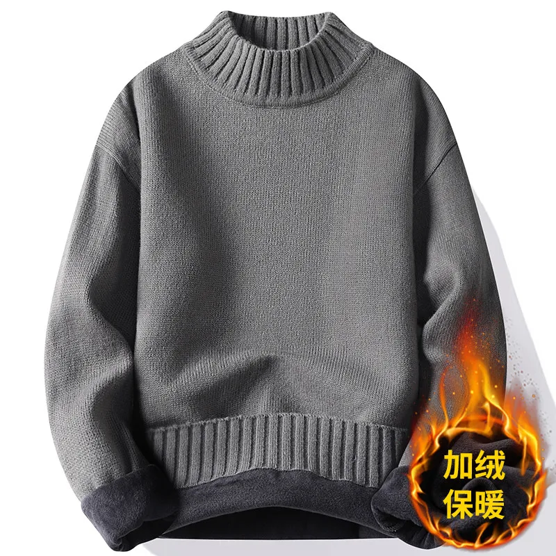 Neue Winter Männer Mock Neck Roll kragen pullover Pullover Fleece warm gestrickte Pullover gute Qualität männliche feste Outwear Freizeit pullover