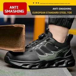 NEW Rotary Buckle Security Boots for Men WorkSneakers Women Boots Breathable Steel Toe ShoesSafety Puncture-Proof Men Boots