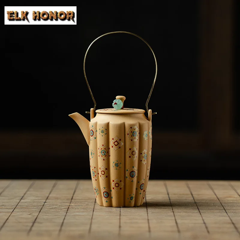 120ml Lifting Handle Zisha Teapot Japanese Tea Infuser Pot Tea Maker Kettle With Ball Hole Chinese Tea Teaset Supplies Ornaments