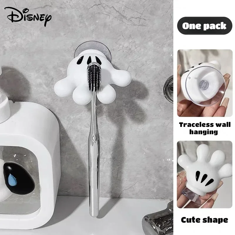 Disney Mickey Mouse Toothbrush Holder Cartoon Bathroom Palm Suction Cup Functional Hook Traceless Hook Decorative for Gifts