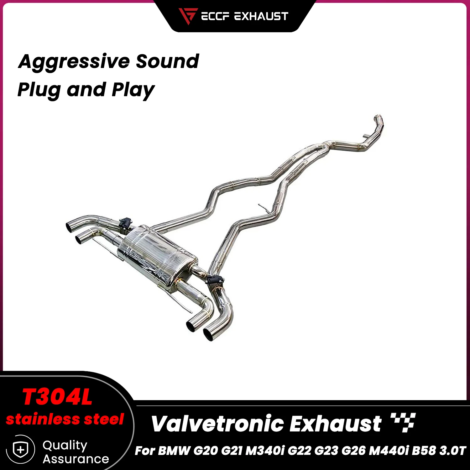 

Sporty Valvetronic Catback Exhaust for BMW G20 G21 M340i G22 G23 G26 M440i B58 3.0T Freely Adjustable Sound Control