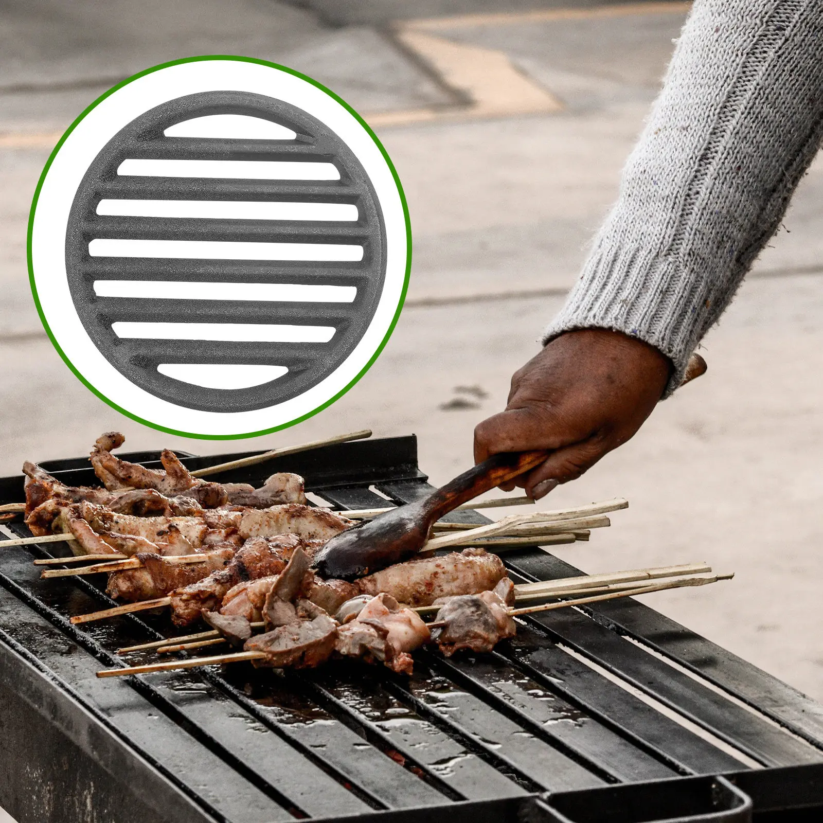Cast Iron Round Grill Grate for Outdoor Bbq Camping Fire Pit Grilling Accessories Heavy Duty Heat Retaining Grilling Mesh Grill
