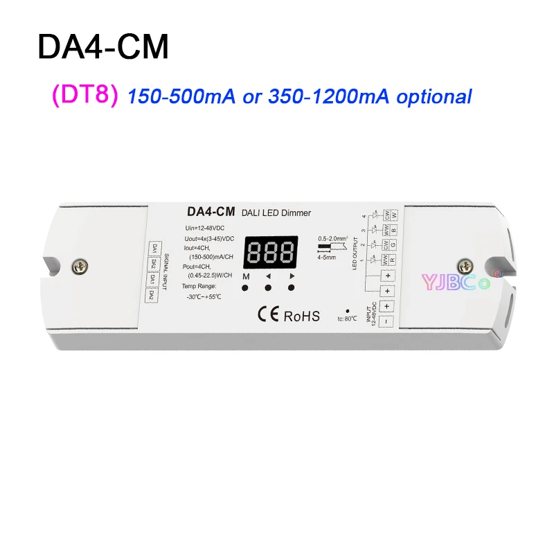 

Skydance 12V 24V DT6/DT8 4 Channel PWM dimming Constant Current 4CH DALI Dimmer Numeric display Controller Drives LED Chip Lamp