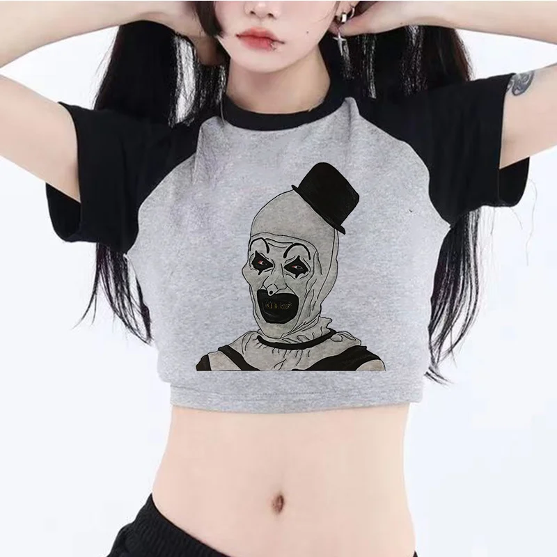 Terrifier korean fashion cyber y2k 2000s crop top girl graphic  cute korean fashion gothic  clothing