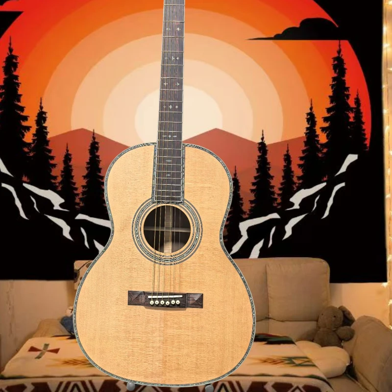 Wooden Shell Style 00042 Acoustic Guitar Spruce Solid Top 39 Inch Balanced Warm Sound Finger Playing Recording Free Delivery