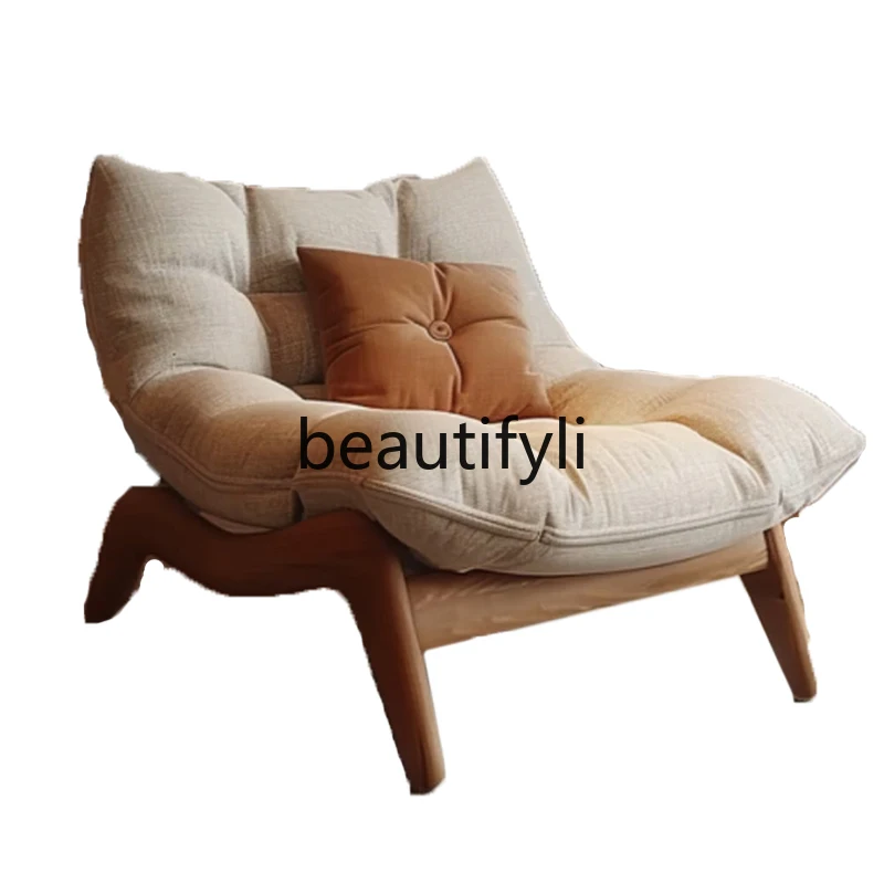 

Log Fabric Sofa Chair Living Room Study Bedroom Cream Wind Leisure Single Chair