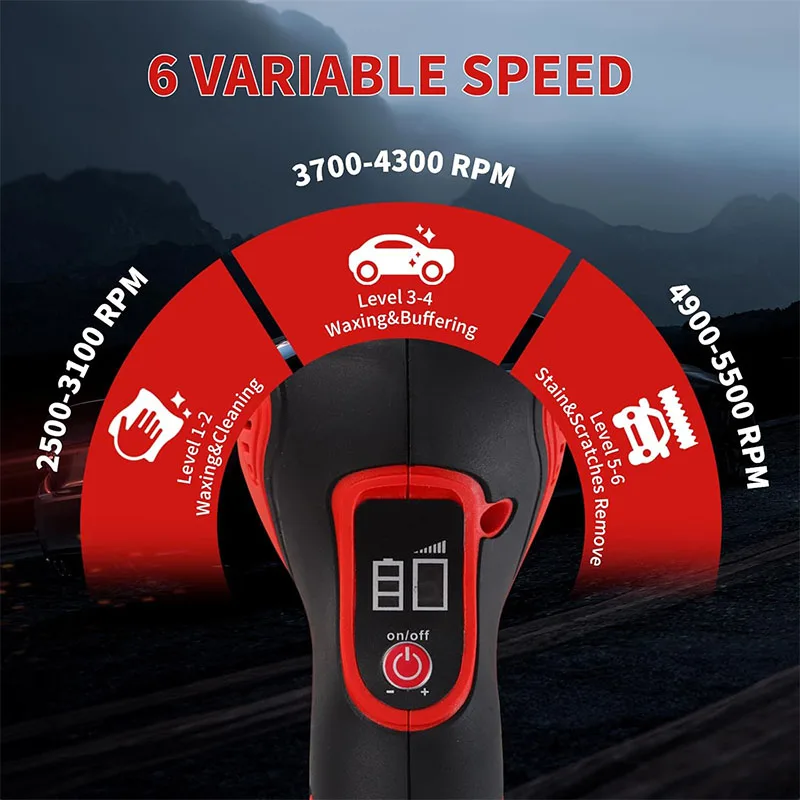 Cordless Car Polisher for Car Detailing Compatible for Milwaukee M18 Battery, Power Polishers and Buffers Up To 5500Rpm, Orbital Buffer Cordless for Car with 8 Variable Speed -NO Battery view 5