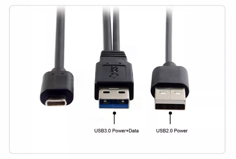 USB 3.1 Type C USB-C to Dual A Male Extra Power Data Y Cable for Cell Phone & Hard Disk