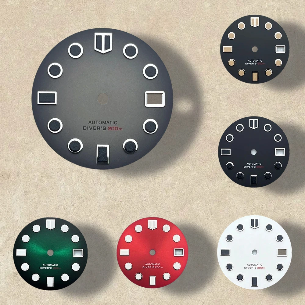 

29mm S Logo Matte Dial Fit NH35/NH36/4R/7S Movement Green Luminous Diving High-Quality Watch Modification Accessories