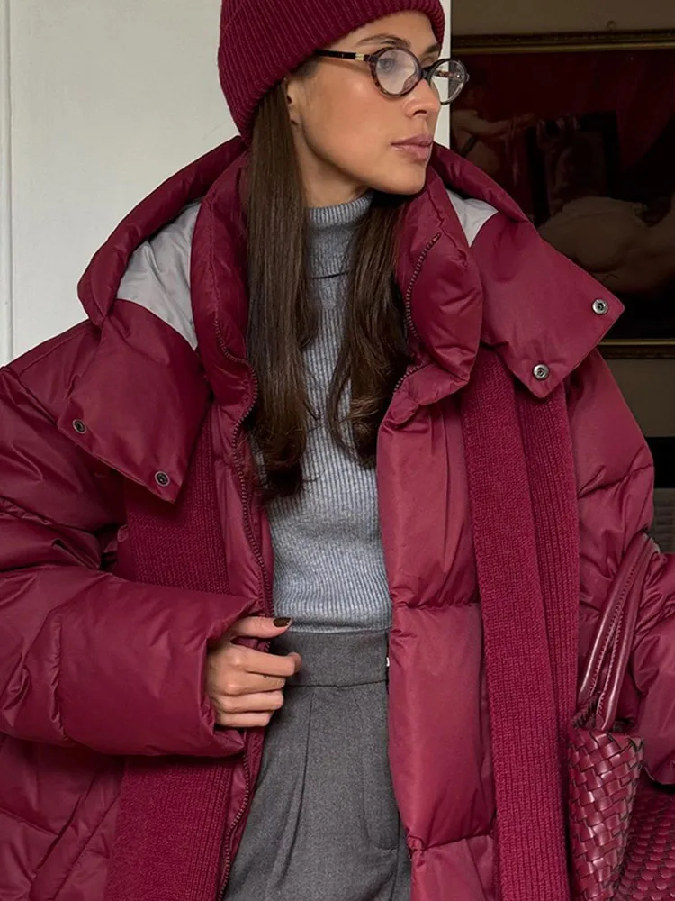 Abrigo acolchado de algodón con capucha de manga larga para mujer, Chaqueta informal de algodón marrón Vintage, abrigos cálidos de invierno para