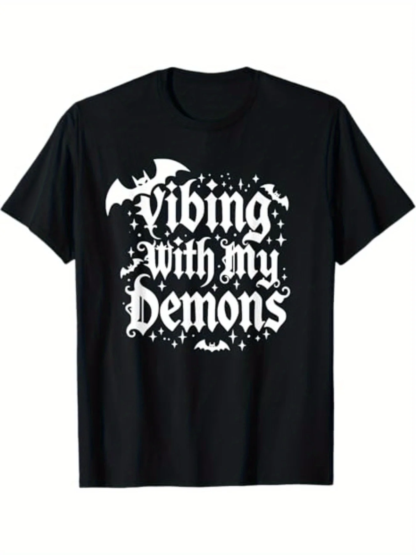 

Vibing with My Demons Shirt | Dark Humor Goth Tee T-Shirt for Men Women, Unsex Soft Fabric, Breathable, Comfortable Short Sleeve