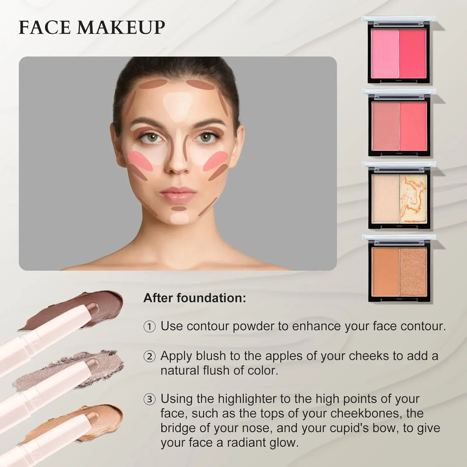 Set trucco professionale per adolescenti e donne - Kit completo con custodia, ombretto, fard, rossetto e strumenti in rosa