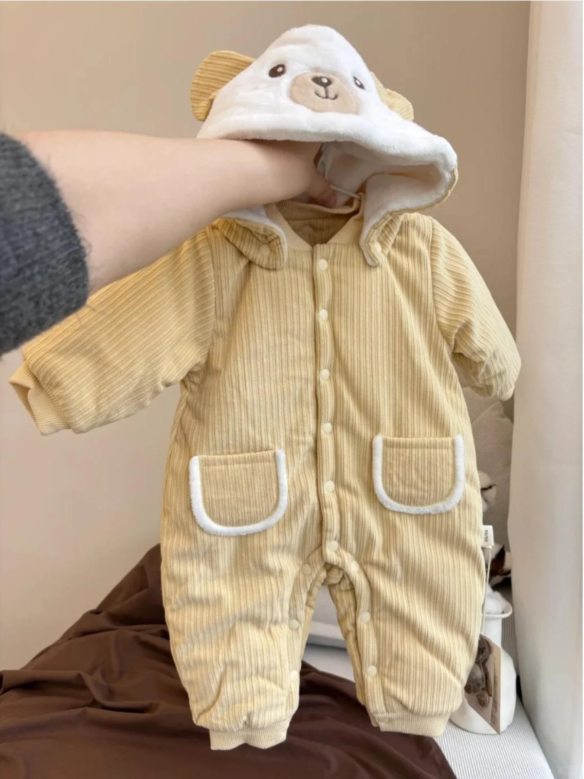 

Теплая ветрозащитная одежда для новорожденных из хлопка Thiened: комбинезон с капюшоном, длинный рукав, бренд Sweet Sle, дизайн «Кролик» и «Медвежонок»