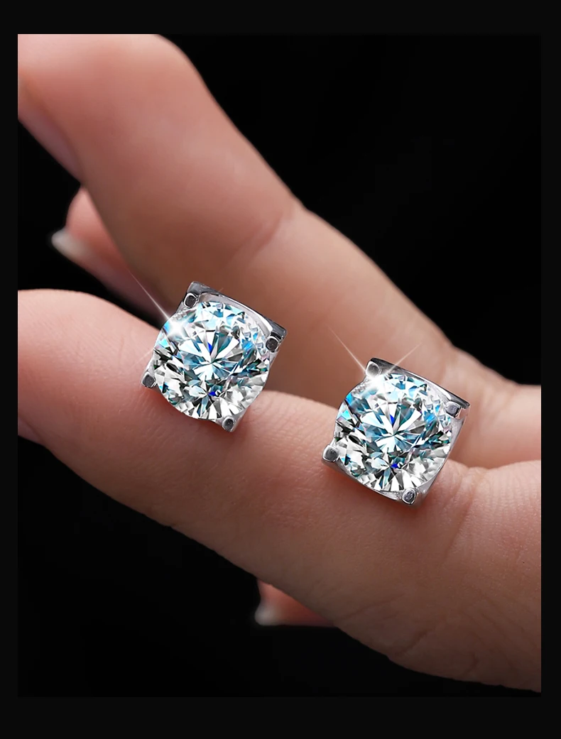 

Moissanite Earrings for Women Lab Grown Diamond Ear Studs 925 Sterling Silver Fine Jewelry Gift