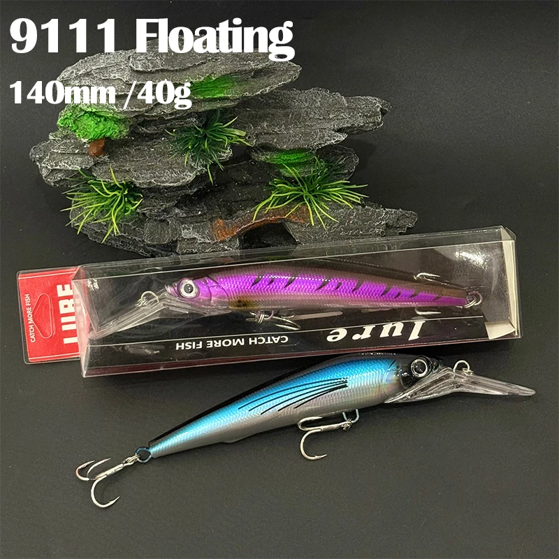 Pływające Przynęty Minnow 140mm 40g Wobler Twarda Przynęta Słonowodna Słodkowodna Sztuczne Przynęty Wędkarskie na Okonia Szczupaka Tuńczyka Sprzęt Wędkarski Pesca