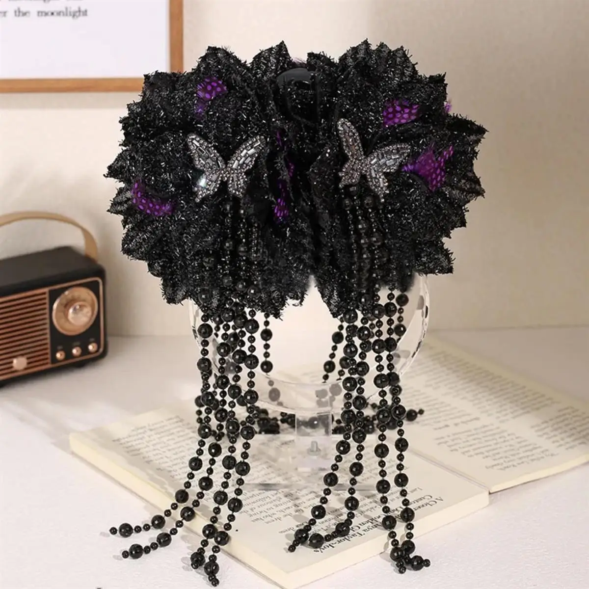 2024 New Women Elegant Trendy Casual Tassels Beads Flower Butterfly Grip Clip Shark Hair Clip Female New Headwear Accessories - Image 4