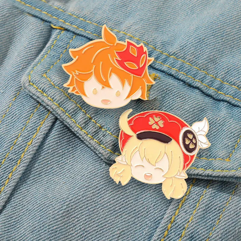 หมุดเคลือบที่กำหนดเอง Chibi Tartaglia Klee paimon VENTI Keqing เข็มกลัดเกม lapel Badge เครื่องประดับอะนิเมะของขวัญแฟนๆ5สไตล์ genshin impact